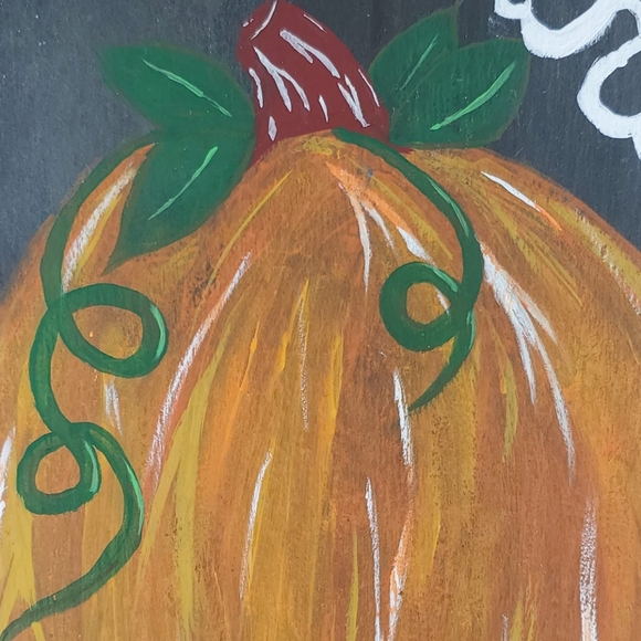 HAND PAINTED Pumpkin "Thankful" Design on Slate - Picture 6 of 10